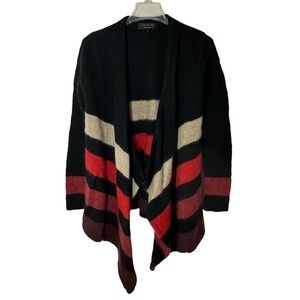 Rag & Bone Black, Cream and Maroon Striped Sweater Cardigan